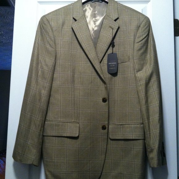 TASSO ELBA MENS NEW KHAKI 65%POLYESTER 35%RAYON SPORT JACKET COAT SIZE: 44S